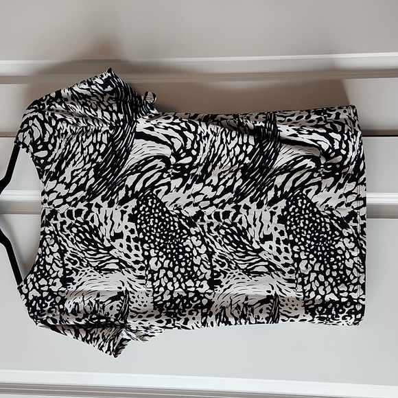 80 Park Black White Animal Print L Blouse - Picture 5 of 7